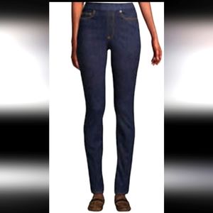 Lands End woman's petite size 2/28 elastic waist high rise pull on jeans.